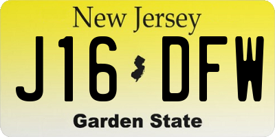 NJ license plate J16DFW