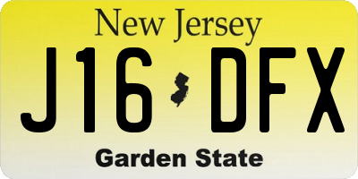 NJ license plate J16DFX