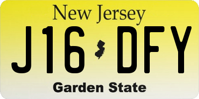 NJ license plate J16DFY
