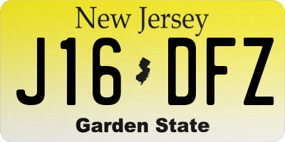 NJ license plate J16DFZ
