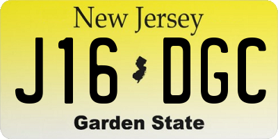 NJ license plate J16DGC