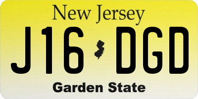 NJ license plate J16DGD