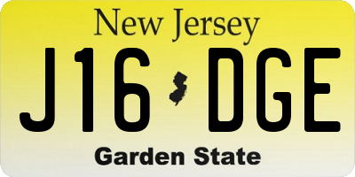 NJ license plate J16DGE