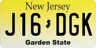 NJ license plate J16DGK