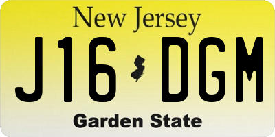 NJ license plate J16DGM