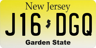 NJ license plate J16DGQ