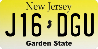 NJ license plate J16DGU
