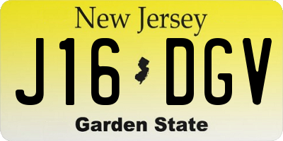 NJ license plate J16DGV