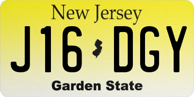 NJ license plate J16DGY