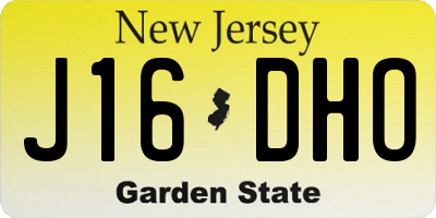 NJ license plate J16DHO