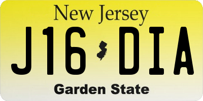 NJ license plate J16DIA