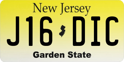 NJ license plate J16DIC