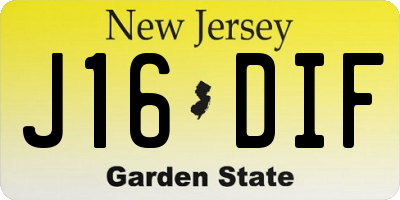 NJ license plate J16DIF