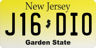 NJ license plate J16DIO