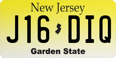 NJ license plate J16DIQ