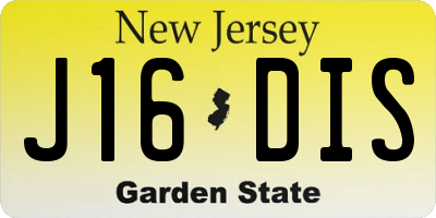 NJ license plate J16DIS