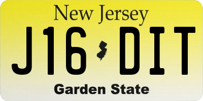 NJ license plate J16DIT