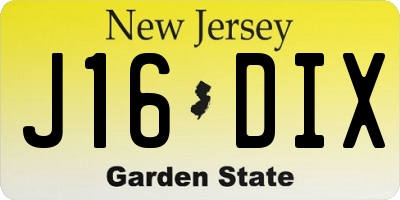 NJ license plate J16DIX