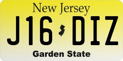 NJ license plate J16DIZ