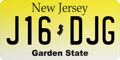 NJ license plate J16DJG