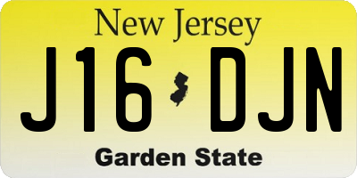 NJ license plate J16DJN