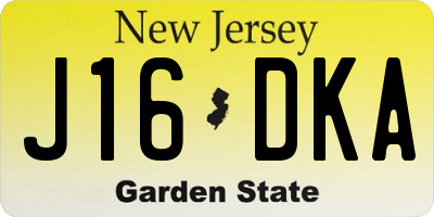 NJ license plate J16DKA