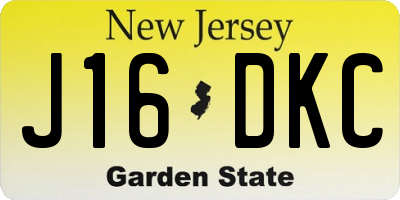 NJ license plate J16DKC