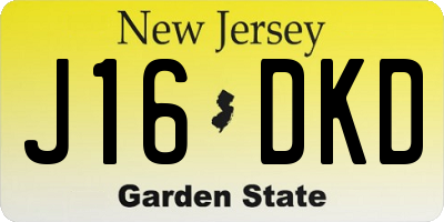 NJ license plate J16DKD