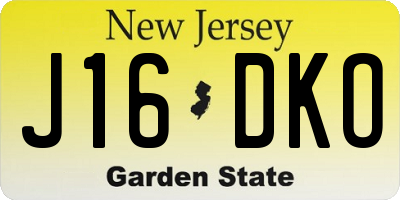 NJ license plate J16DKO