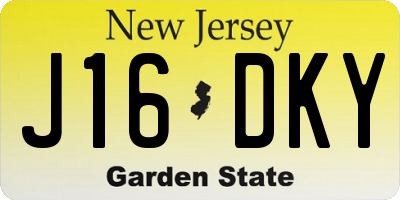 NJ license plate J16DKY