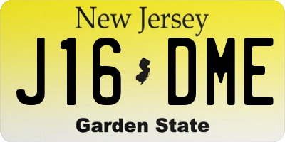 NJ license plate J16DME