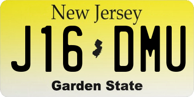 NJ license plate J16DMU