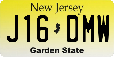 NJ license plate J16DMW