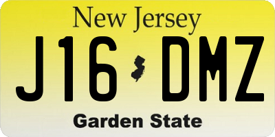 NJ license plate J16DMZ