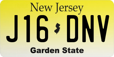 NJ license plate J16DNV