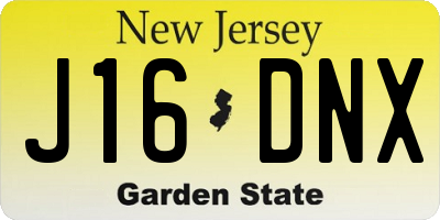 NJ license plate J16DNX
