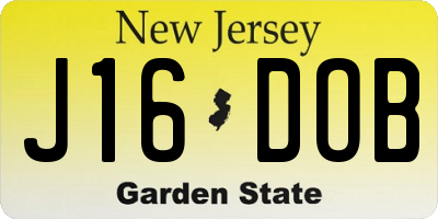 NJ license plate J16DOB