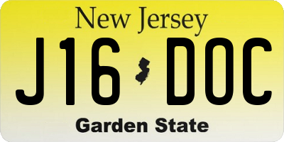 NJ license plate J16DOC