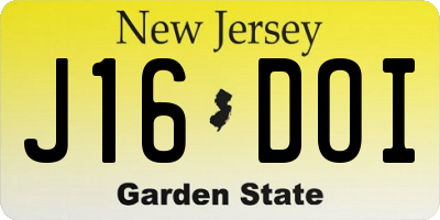NJ license plate J16DOI