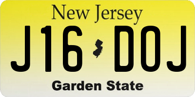 NJ license plate J16DOJ