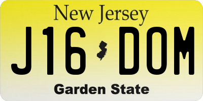 NJ license plate J16DOM