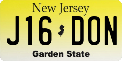 NJ license plate J16DON