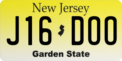 NJ license plate J16DOO