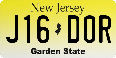 NJ license plate J16DOR