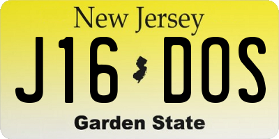 NJ license plate J16DOS