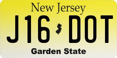 NJ license plate J16DOT