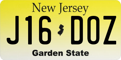 NJ license plate J16DOZ