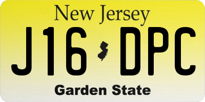NJ license plate J16DPC