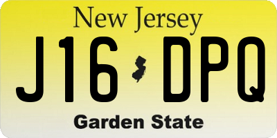 NJ license plate J16DPQ