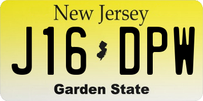 NJ license plate J16DPW